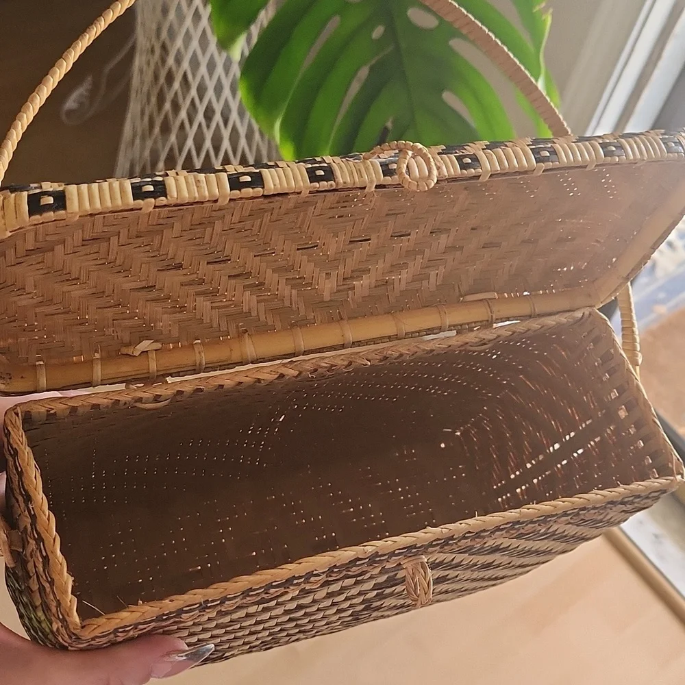 Anthropologie Wicker woven geometric handbag - Picture 9 of 9